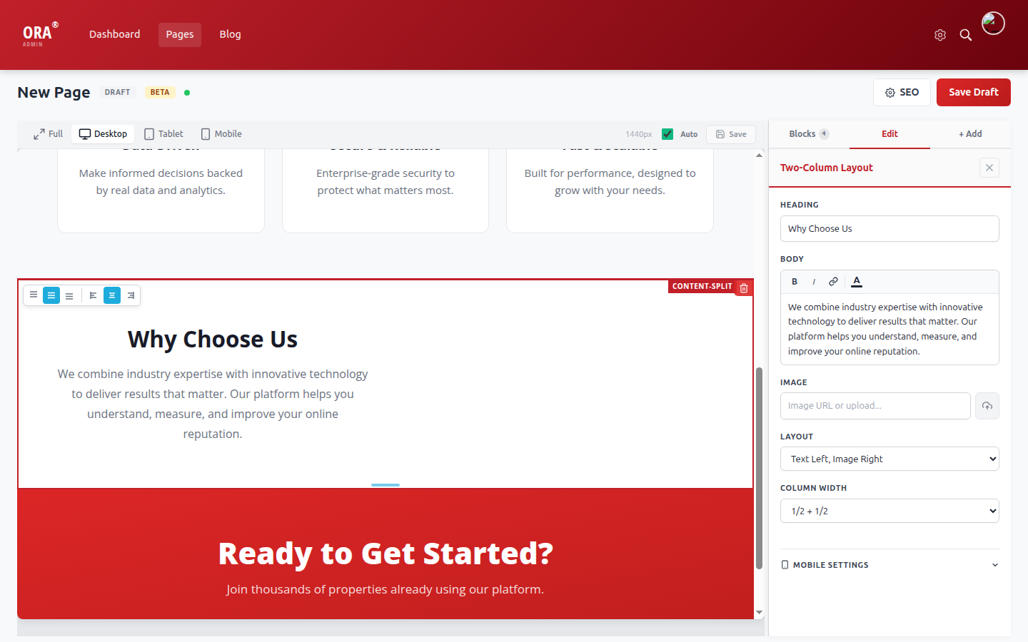 Content Split showing fraction labels