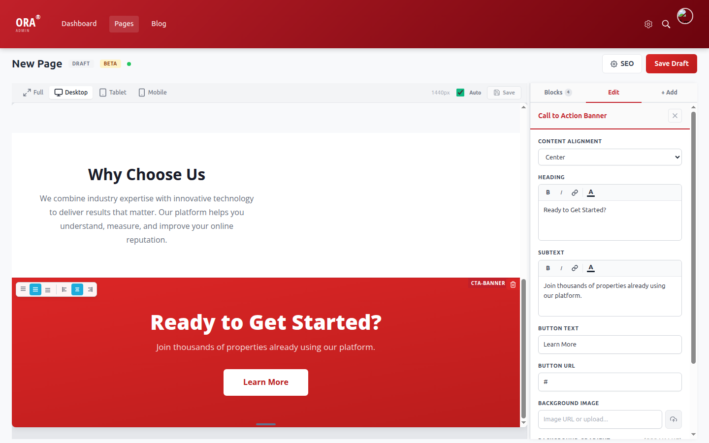 CTA Banner with rich text editors