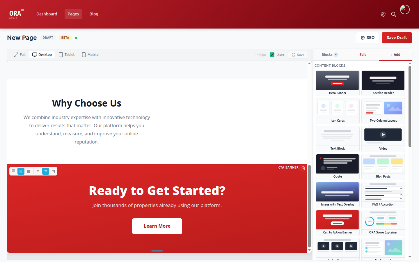 Add blocks menu showing both groups