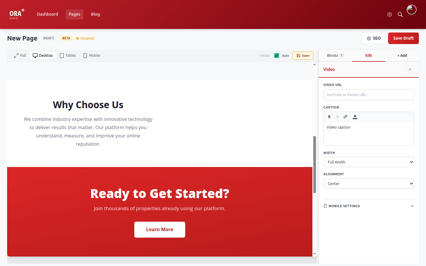 Video with rich caption and alignment