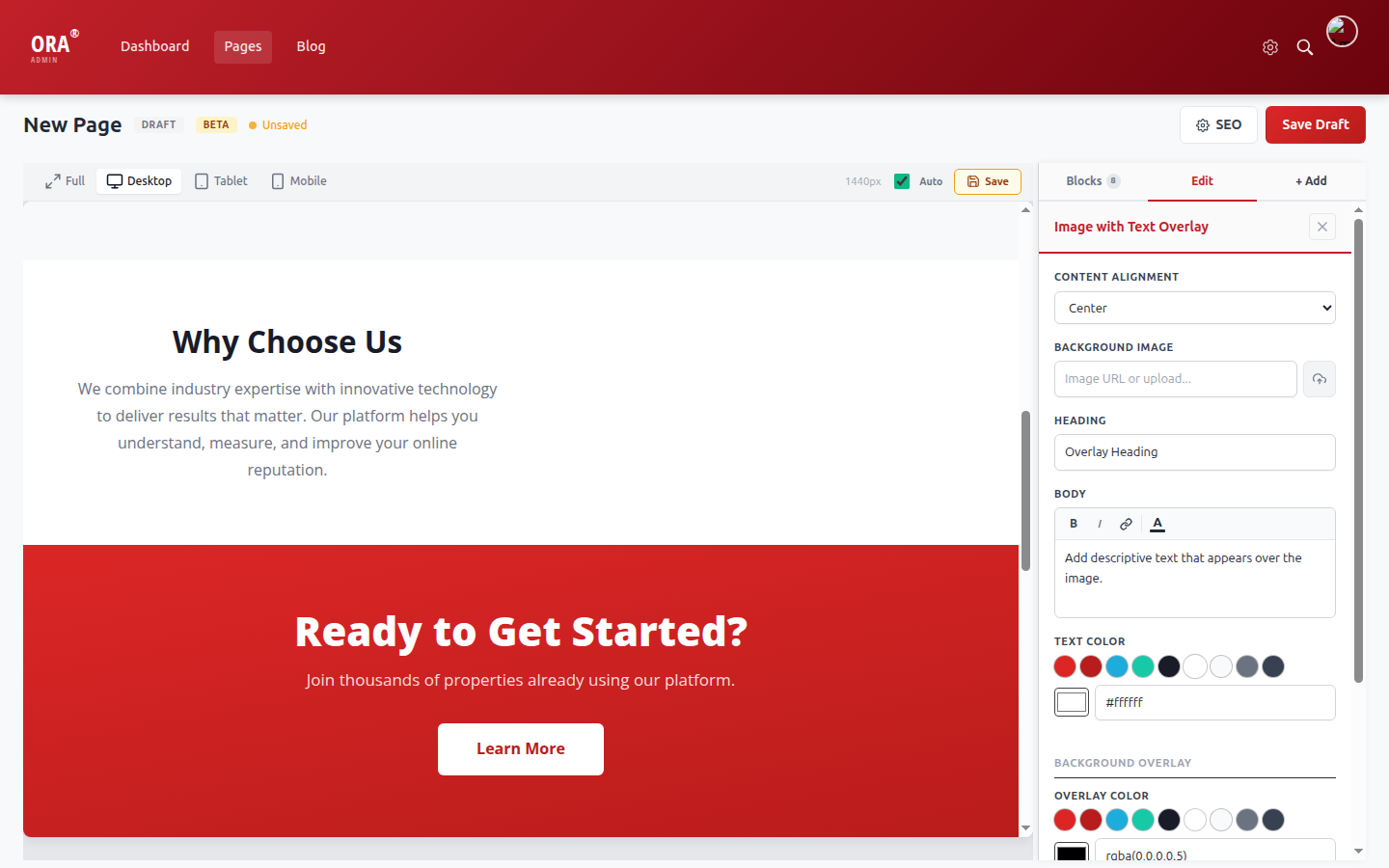 Image Overlay with text color picker
